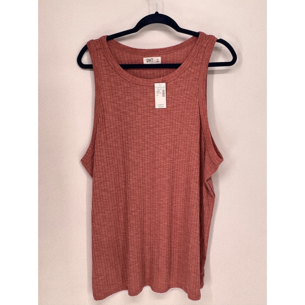 Maurices Tank Top Womens 3X Pink NWT Ribbed Scoop Neck Sleeveless 24/7 Stretch